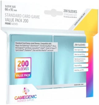 Gamegenic Prime Sleeves - Value Pack Standard Size (200) - Clear 