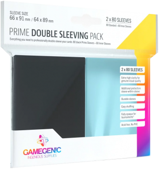 Gamegenic Prime Sleeves - Double Sleeving Pack Standard Size (2 x 80) - Black 