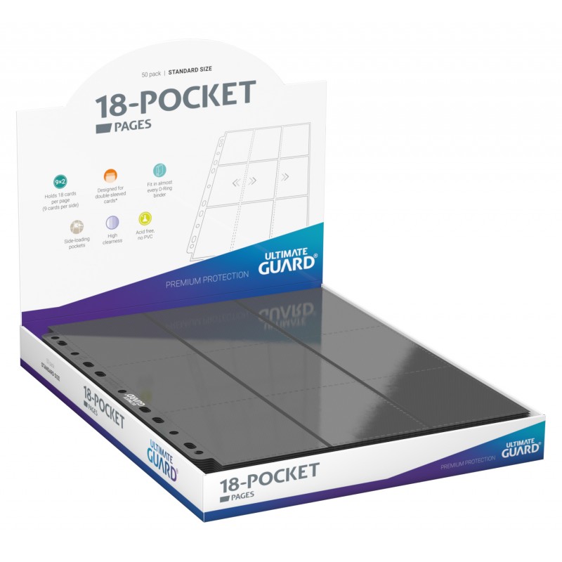 50 Pack Ultimate Guard Grey 18 Pocket Side Loading Pages Card Storage Binder Portfolio Pages