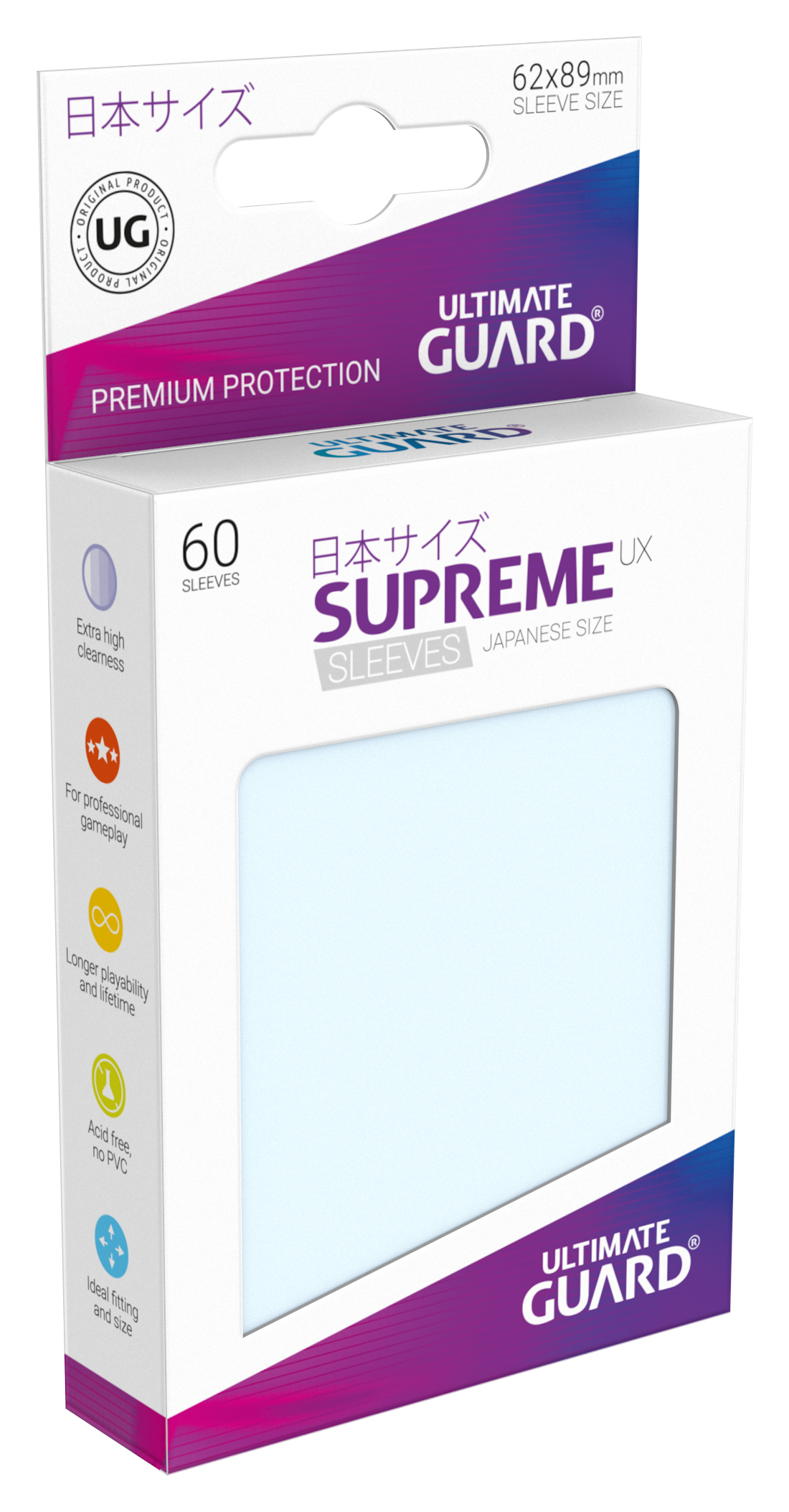 Ultimate Guard SUPREME UX Japanese Size Card Sleeves TRANSPARENT 60 